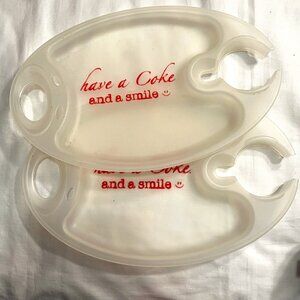 Vintage Coca Cola Clear Plastic Tray 13" Drink Holder Picnic Party Rare